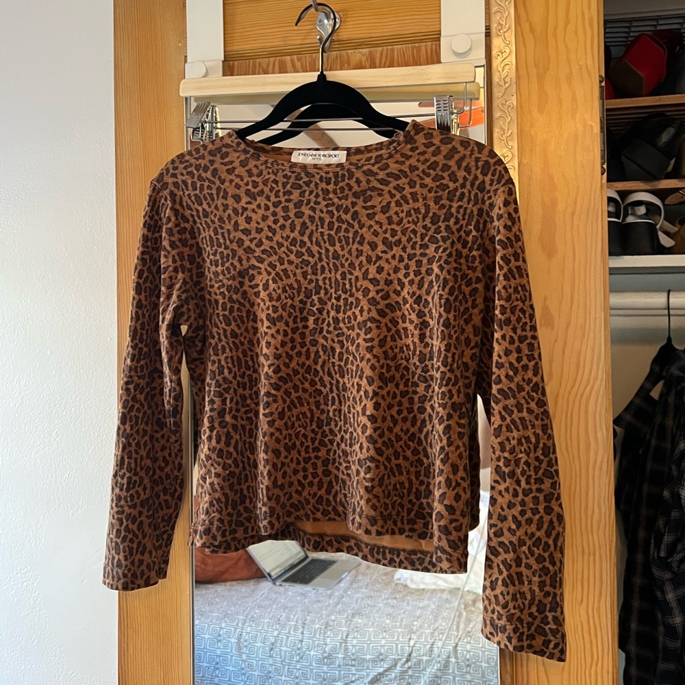 Jones New York Sport Brown Leopard Blouse